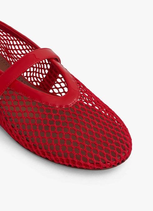 Red - Ballet Flats In Fishnet - GLAM MODA
